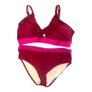 Aqua Couture | Red and Pink | Twist Front Bikini Set